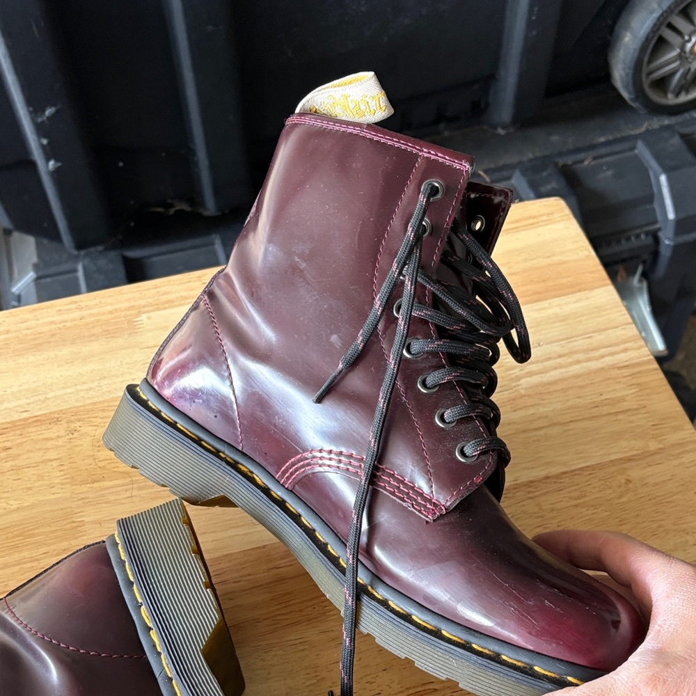Dr. Martens  Vegan Leather Lace-Up Boots in Dark Cherry Size 11 - Picture 5 of 8